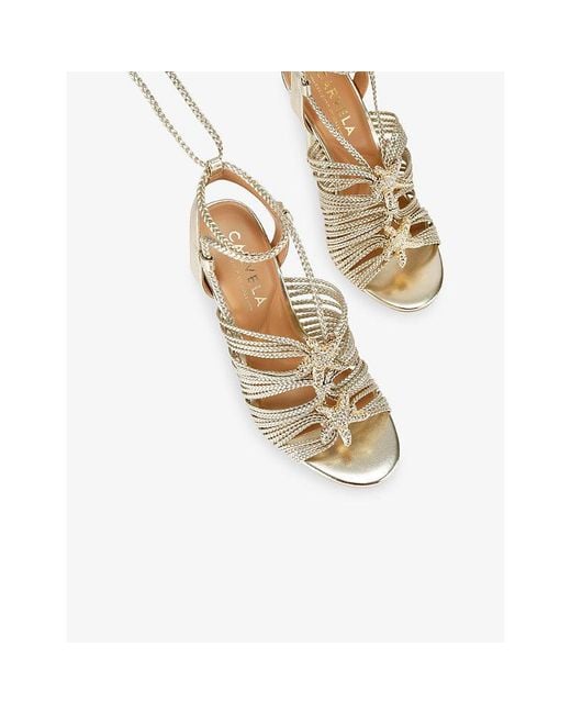 Carvela Kurt Geiger Metallic Marina High-Tie Faux-Leather Heeled Sandals