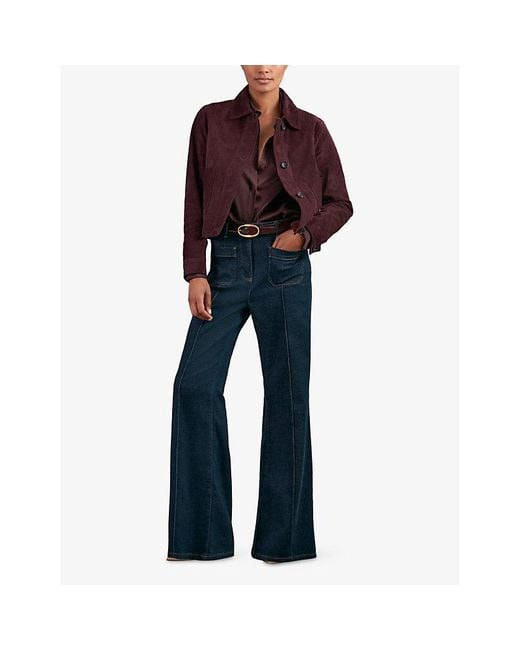 Reiss Red Sonny Patch-Pocket Suede Jacket