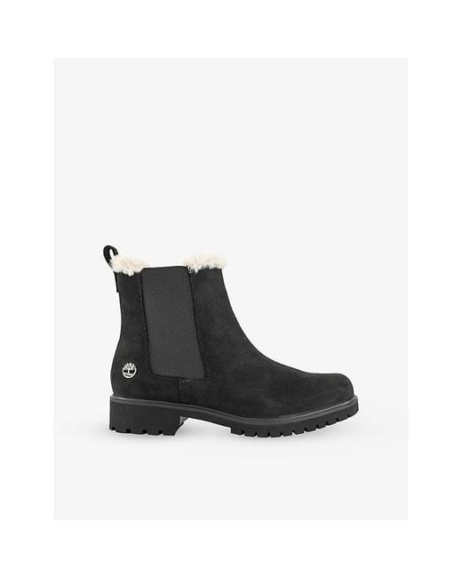 Timberland Black Lyonsdale Nubuck-Leather Chelsea Boots