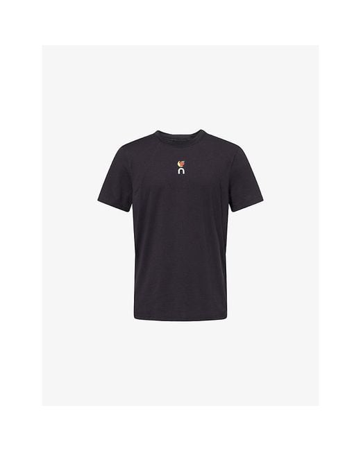 On Shoes Blue Logo-Print Short-Sleeve Cott-Blend T-Shirt for men