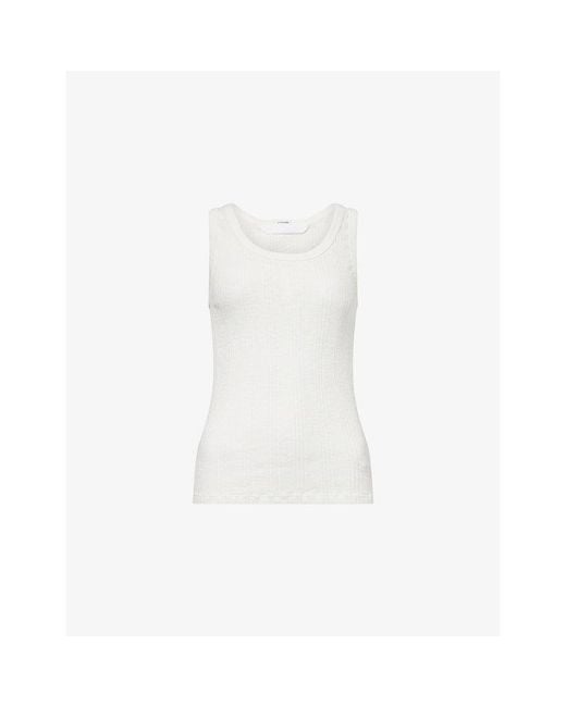 Mother White The Runner Up Round-Neck Cotton Tank Top