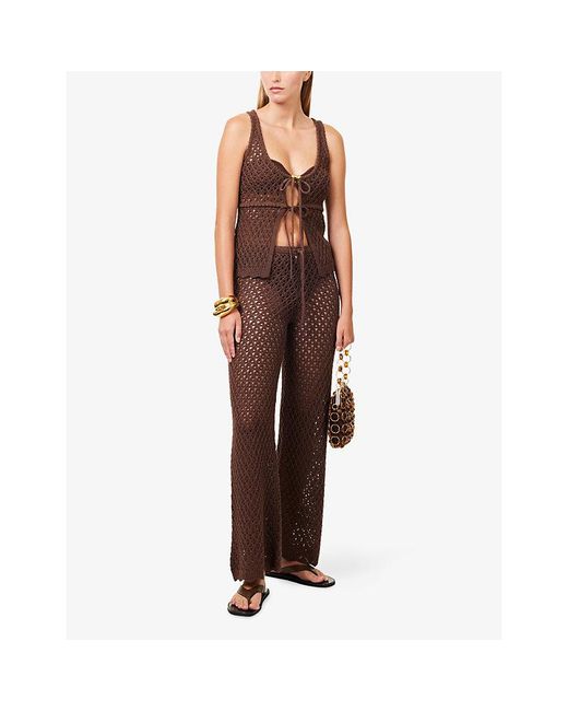 4th & Reckless Brown Katerina Scoop-Neck Cotton-Blend Top