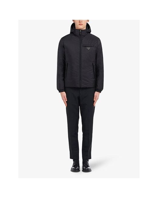 Prada Black Re-Nylon Padded Nylon Hooded Jacket for men