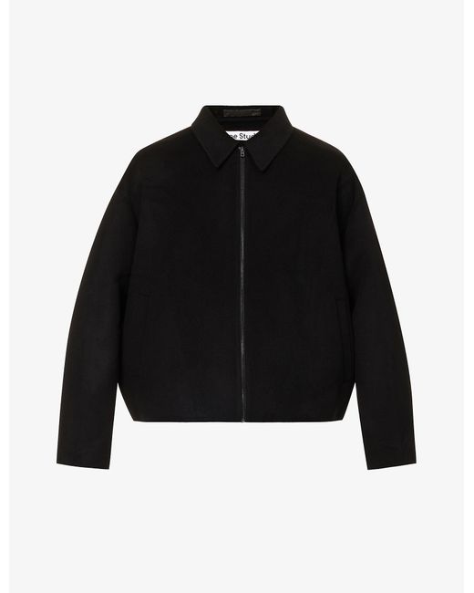 Acne Black Doverio Collared Boxy-fit Wool Jacket for men