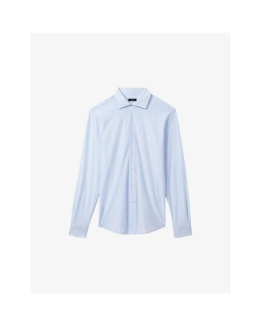 Reiss Blue Striped Long-Sleeved Cotton-Blend Shirt for men