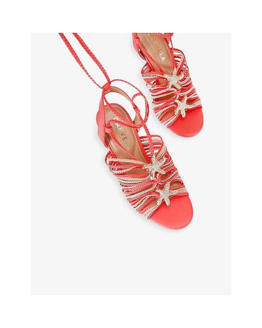 Carvela Kurt Geiger Red Marina Faux-Leather Heeled Sandals