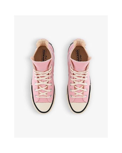 Converse Chuck 70 Plus Split-panel Cotton-canvas High-top Trainers in Pink  | Lyst