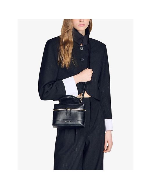 Sandro Black Tangolino Leather Top-Handle Bag