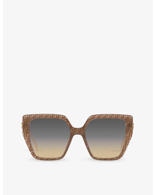 Fendi Gray Fe40012u Irregular-frame Acetate Sunglasses