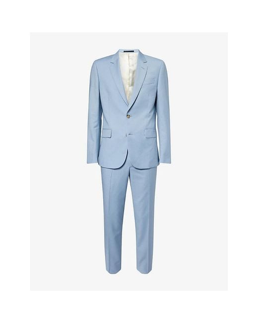 Paul Smith Blue Single-Breasted Tailored-Fit Wool-Blend Suit for men