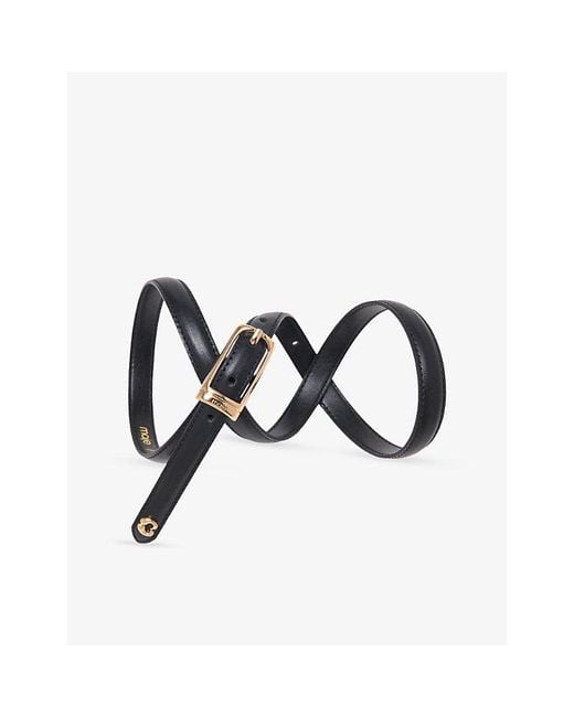 Maje White Buckle Slim Leather Belt
