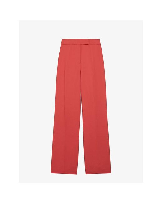 Ted Baker Red Sayakat Front-pleat Wide-leg Crepe Trousers