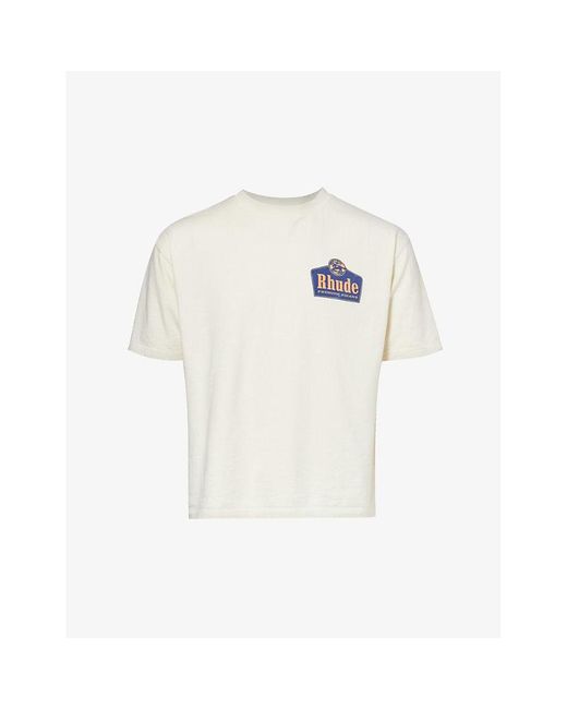Rhude White Grand Cru Logo-print Cotton-jersey T-shirt for men
