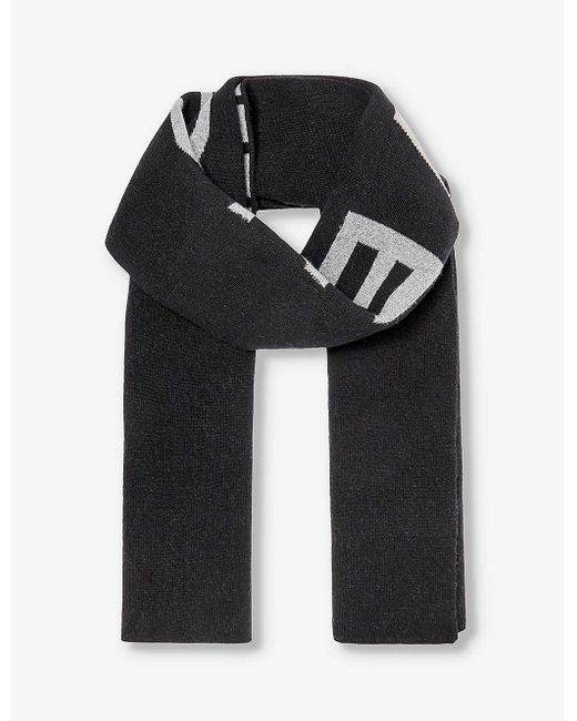 Givenchy Black 4g Brand-logo Wool And Cashmere Scarf for men