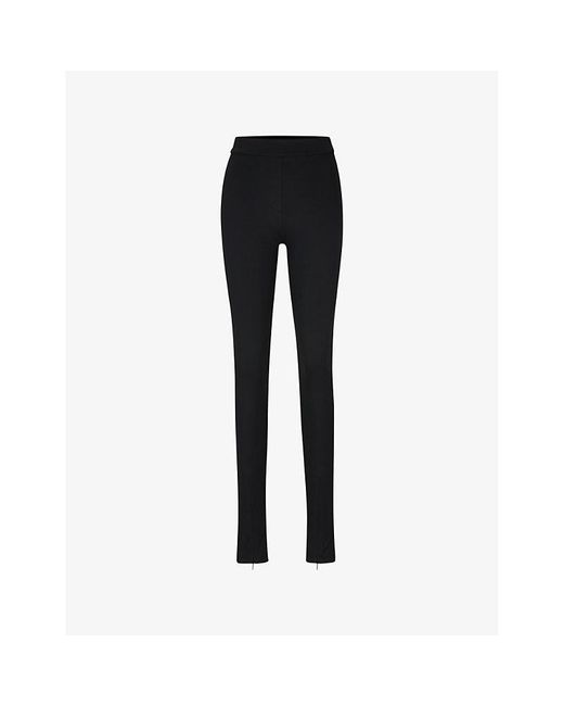 Boss Black X Naomi Campbell Zipped-hem Slim-fit High-rise Stretch-recycled Jersey Trousers