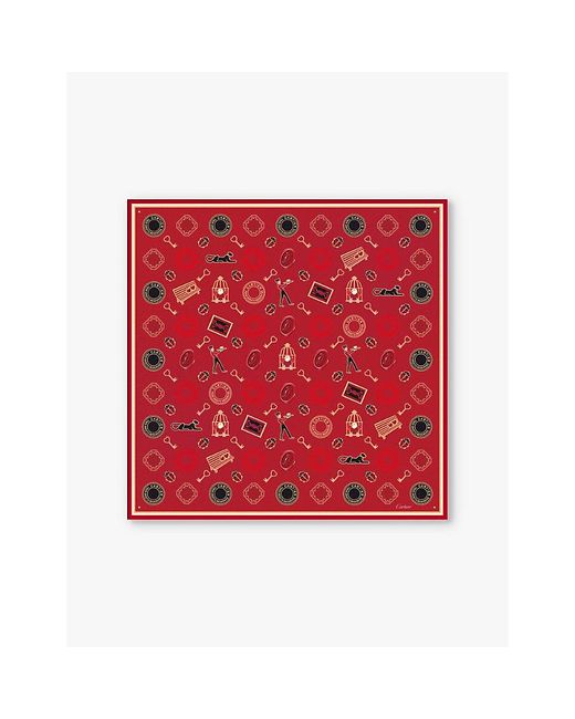 Cartier Red Diablo De Graphic-Print Silk-Twill Scarf