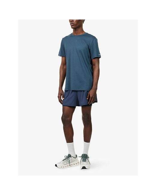 GYMSHARK Blue Logo-Print 2-In-1 Woven Running Shorts for men