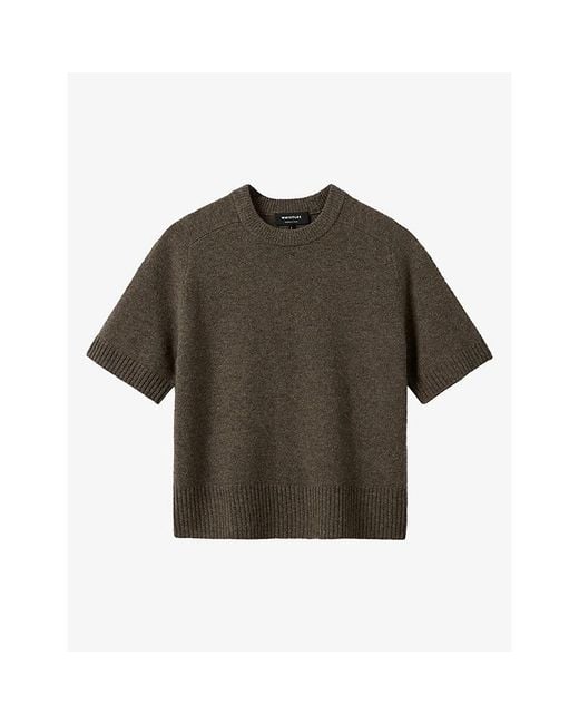 Whistles Green Crewneck Short-Sleeve Wool T-Shirt