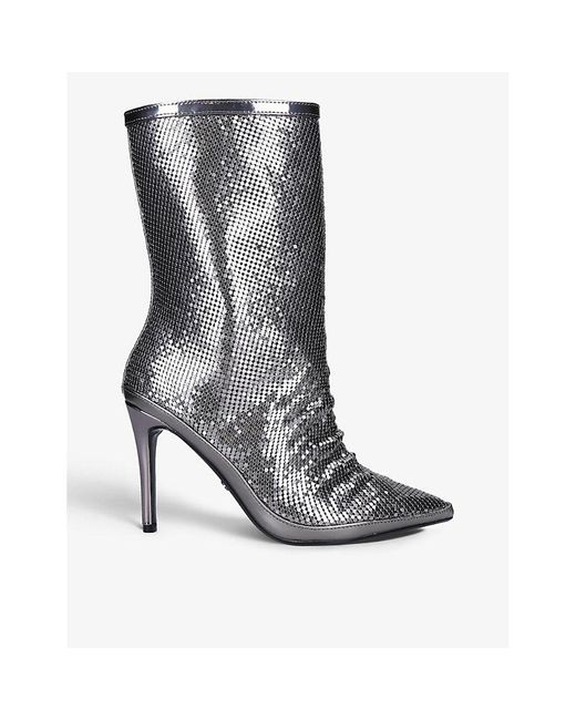 Carvela Kurt Geiger Gray Armour Pointed-toe Metallic Chainmail Boots