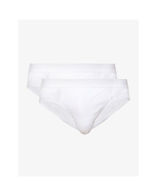 Falke White Tonal Waistband Pack Of Two Stretch-Cotton Briefs for men