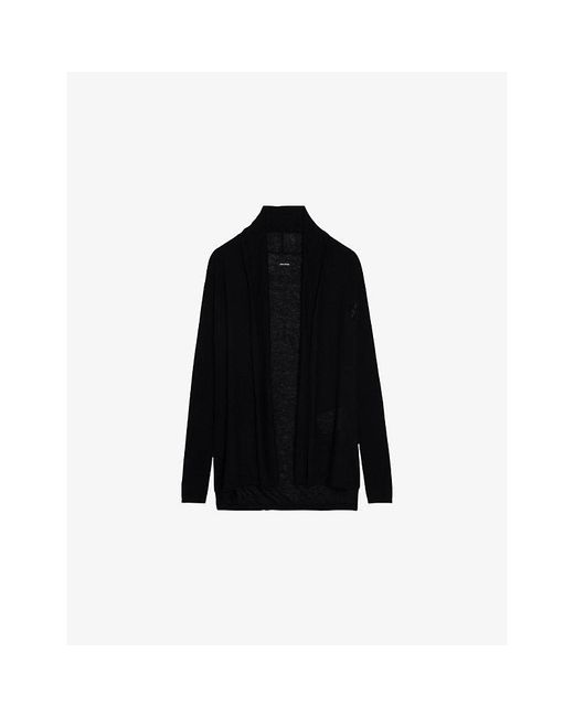 Zadig & Voltaire Black Robyn Rhinestone-Embellished Cashmere Cardigan