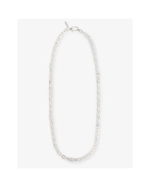Hatton Labs White Chunky-chain 925 Sterling- And Cubic Zirconia Necklace for men