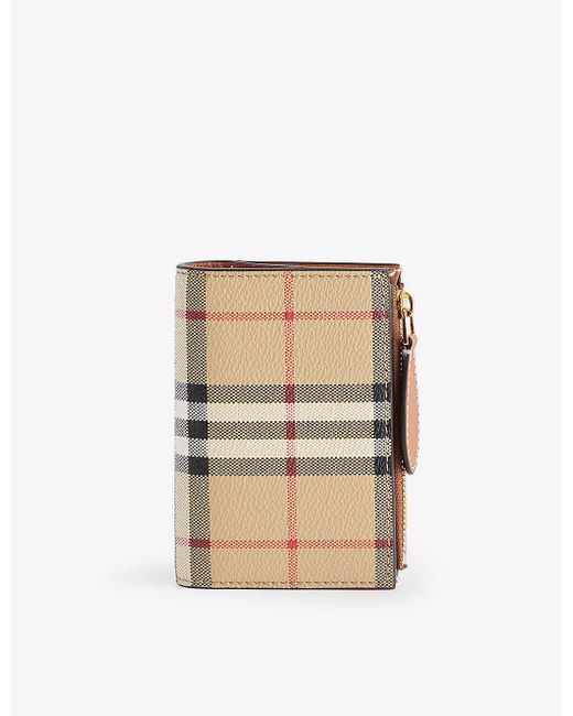 Burberry Natural Checked Bifold Faux-leather Wallet