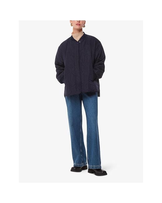 Whistles Blue Ida Quilted Oversized Woven Jacket