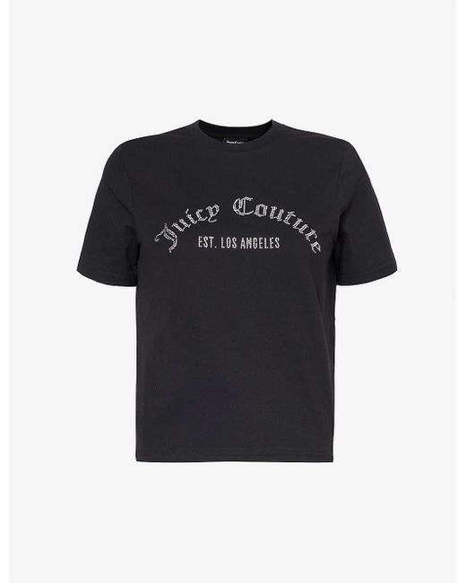 Juicy Couture Black Noah Rhinestone-logo Cotton-jersey T-shirt