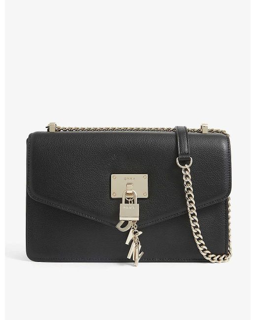 DKNY Elissa Small Leather Shoulder Bag in Black Lyst UK