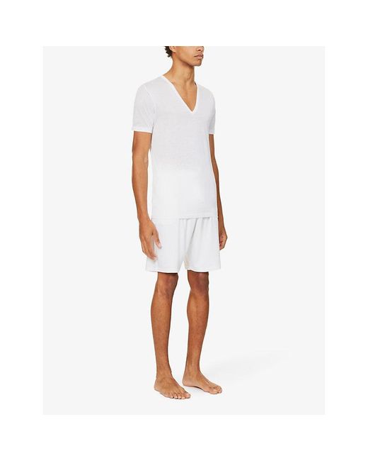 Zimmerli of Switzerland White Deep V-Neck T-Shirt Xxl for men