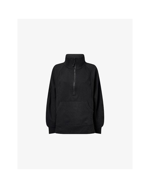 lululemon athletica Black Scuba Oversized Funnel-Neck Cotton-Blend Sweatshirt