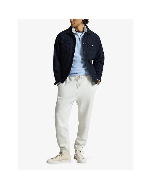 Polo Ralph Lauren Blue Brand-Embroidered Half-Zip Cotton-Blend Sweatshirt for men