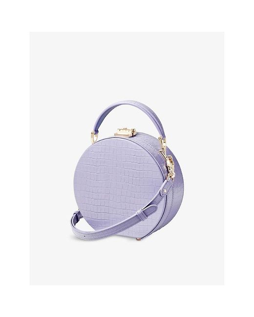 Aspinal of London Hat Box Mini Croc-embossed Leather Cross-body Bag in  Purple