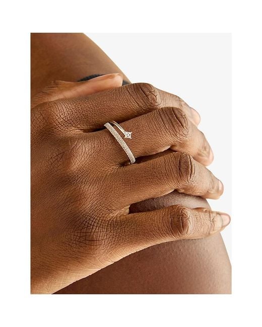 Astrid & Miyu White Pavé Crystal Illusion 18Ct- Plated Sterling- And Cubic Zirconia Spiral Ring