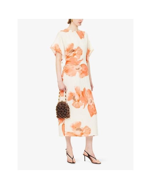 Never Fully Dressed Orange Floral Simmi Printed Woven Maxi Dress