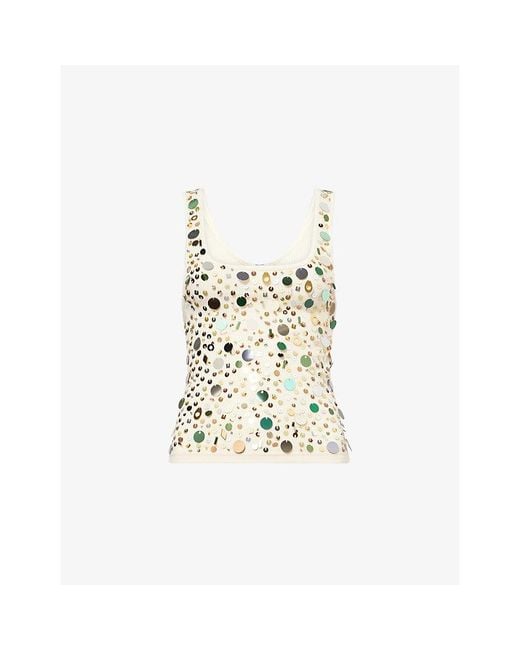 Jaded London Metallic Sequin-Embellished Stretch-Rib Vest Top