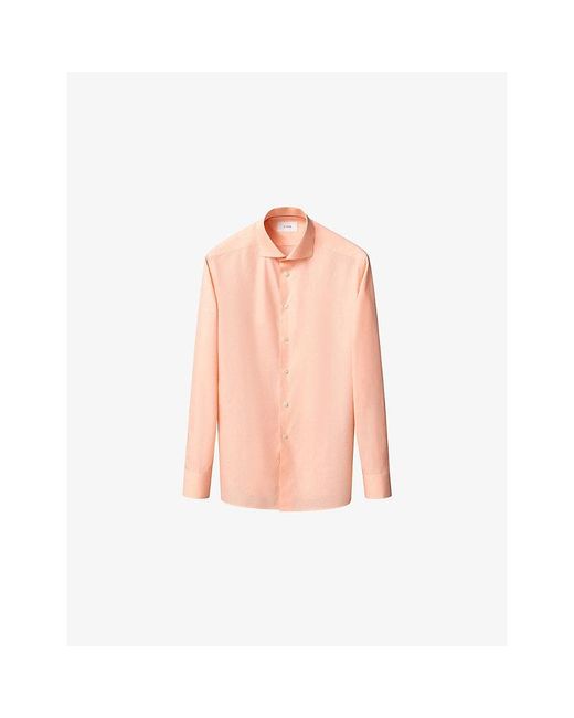 Eton of Sweden Pink End-On-End Breeze Slim-Fit Cotton-Poplin Shirt for men