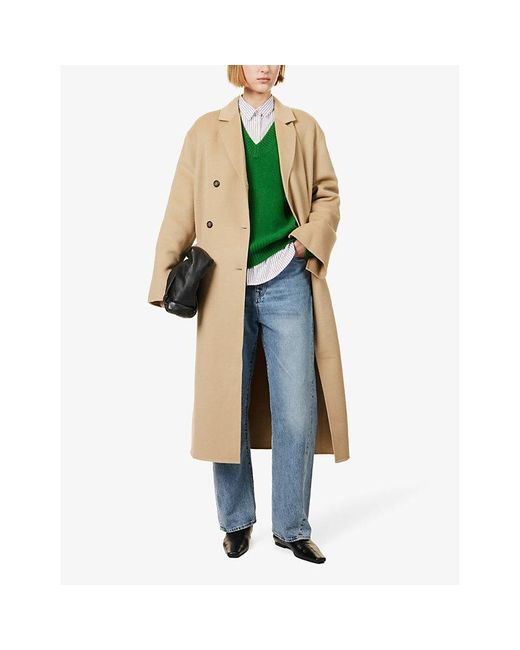 Totême  Natural Double-breasted Relaxed-fit Wool Coat