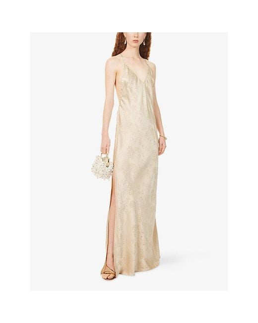 Anna October Natural Justina Backless Satin Maxi Dress