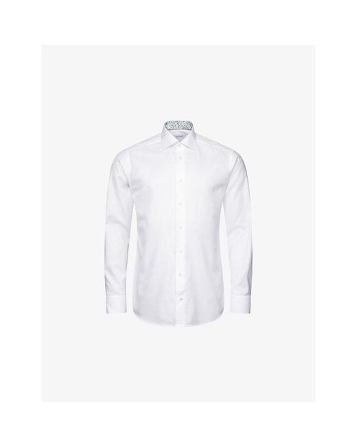 Eton of Sweden White Solid Slim-fit Cotton-blend Oxford Shirt for men