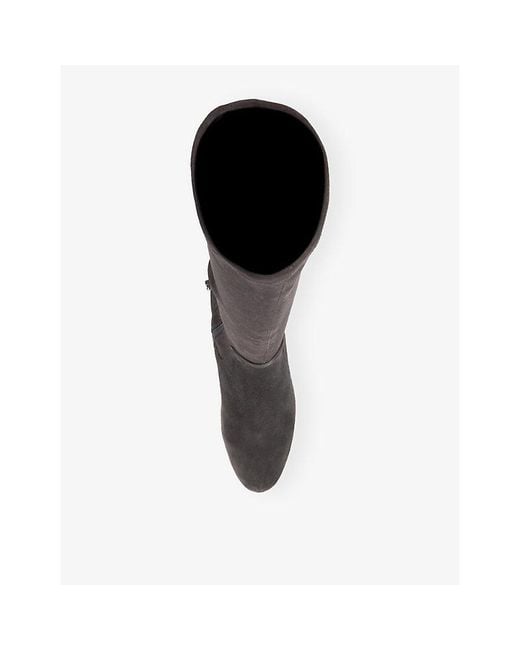 Dune Brown Simple Stretch Suede Knee-High Boots