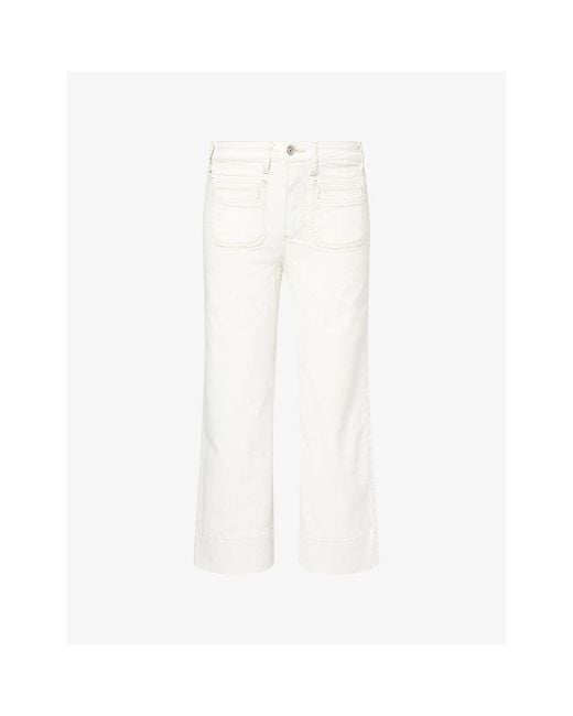 PAIGE White Anessa Wide-Leg Denim Jeans