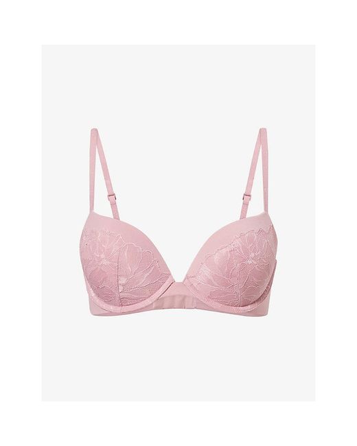 Calvin Klein Pink Perfectly Fit Lace Plunge Bra