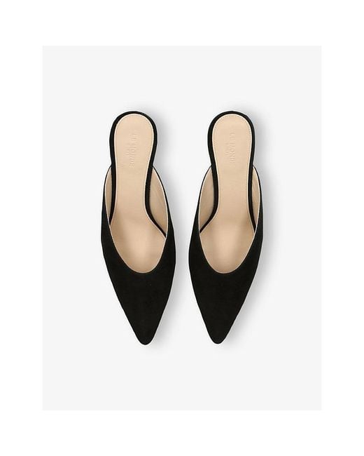 Le Monde Beryl Black Petra Heeled Suede Mules