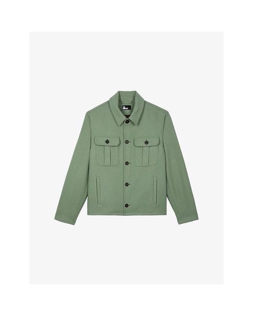 The Kooples Green Chest-Pocket Wool-Blend Jacket for men