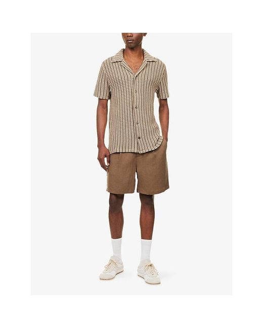 Raith Brown Caio Twill Pleated Woven Shorts for men