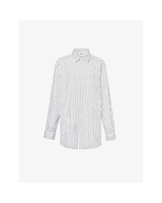 Jean Paul Gaultier White Haute Jeannerie Stripe-pattern Oversized-fit Cotton Shirt
