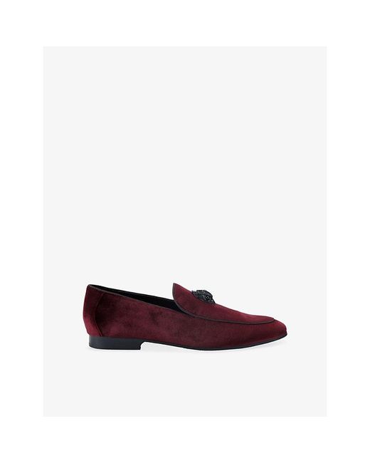Kurt Geiger Red Hugh Velvet Loafers for men