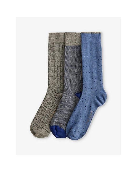 Ted Baker Green Tsokpak Patterned Pack Of Three Socks for men